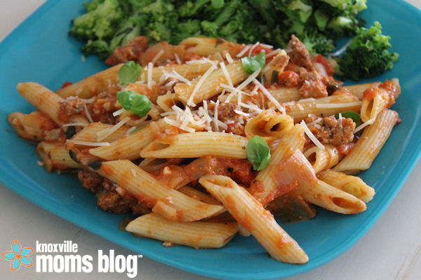 Spend less time in the kitchen and more time with your family with this quick Penne with Turkey Ragu recipe! #recipe #quickrecipe #easyrecipe #turkey #pasta #kmb #kmbrecipes