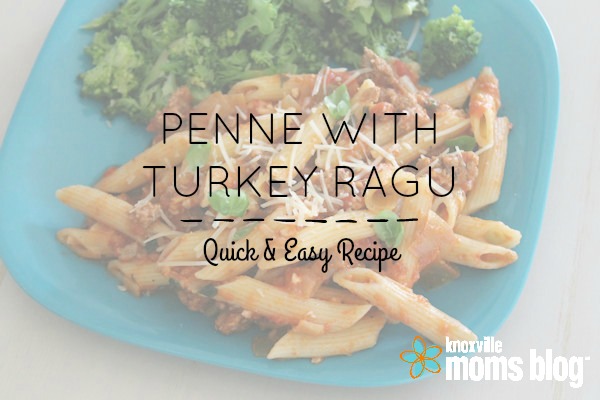 Spend less time in the kitchen and more time with your family with this quick Penne with Turkey Ragu recipe! #recipe #quickrecipe #easyrecipe #turkey #pasta #kmb #kmbrecipes