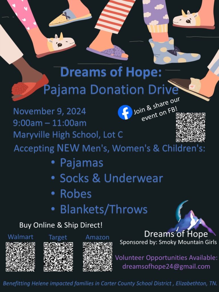 Dreams Of Hope: Pajama Drive for Helene Survivors