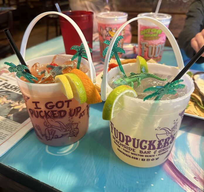 Bucket of drinks at Fudpuckers Bucket of drinks at Fudpuckers